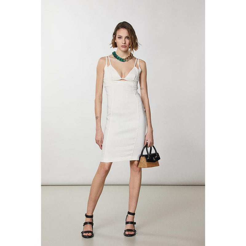 Patrizia Pepe White Flax Casual Dress - Elegant Midi Style