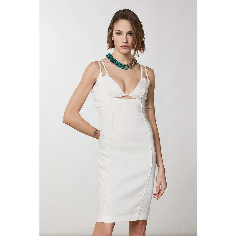 Patrizia Pepe White Flax Casual Dress - Elegant Midi Style