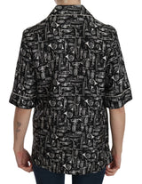 Top en soie noir à imprimé d'instruments de musique de Dolce &amp; Gabbana