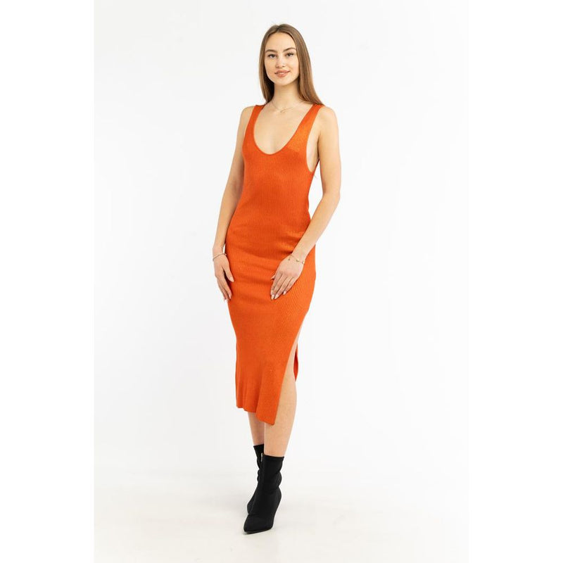 Patrizia Pepe Solar Orange Coated Viscose Casual Dress