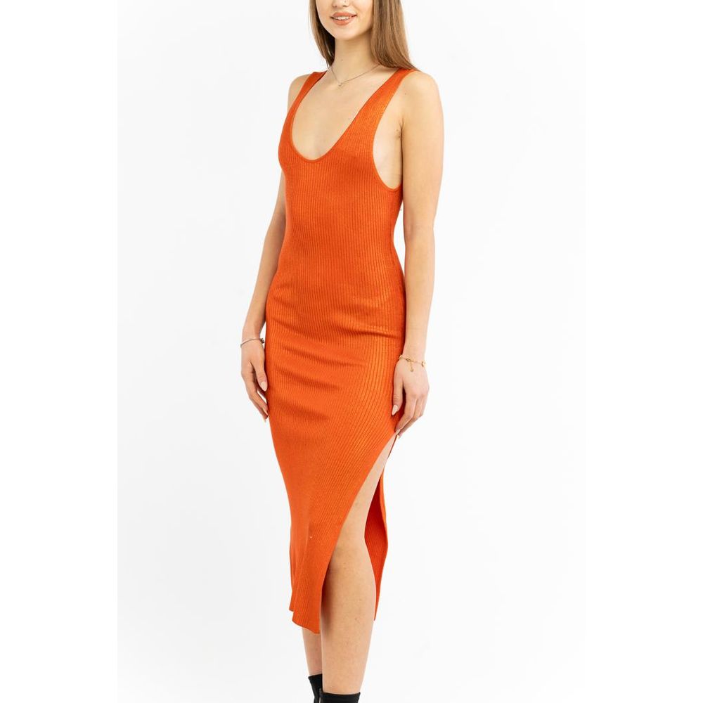 Patrizia Pepe Solar Orange Coated Viscose Casual Dress