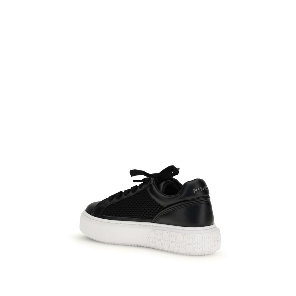PINKO Black Calf Leather Bos Taurus Platform Sneakers