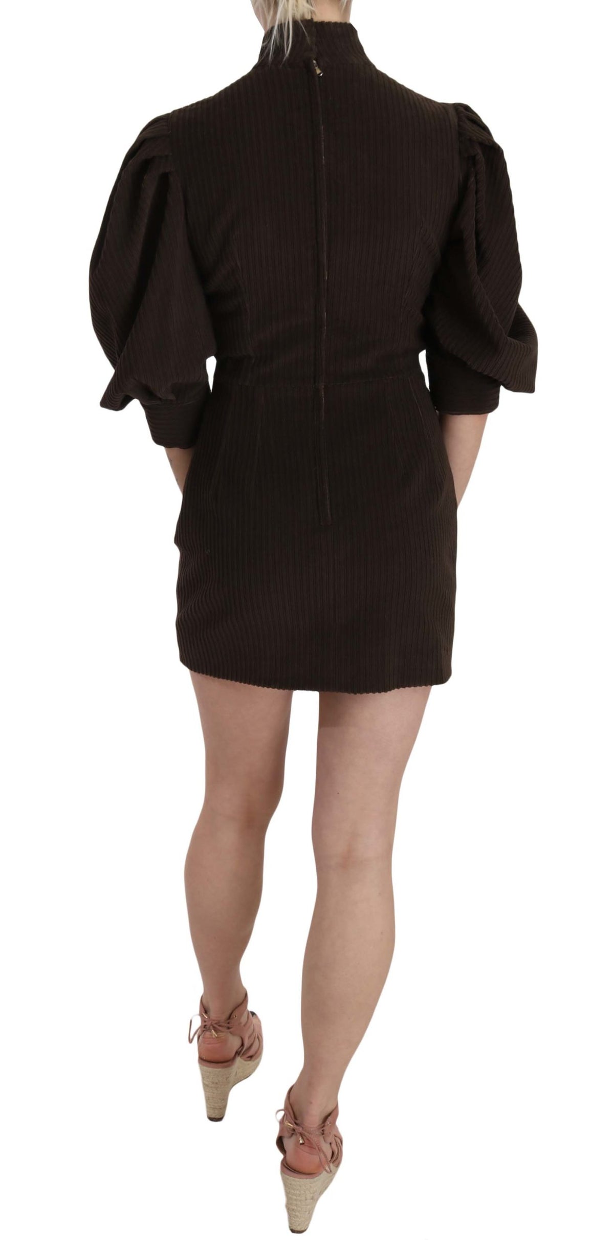 Mini-robe moulante en coton et cordouroy brun de Dolce &amp; Gabbana