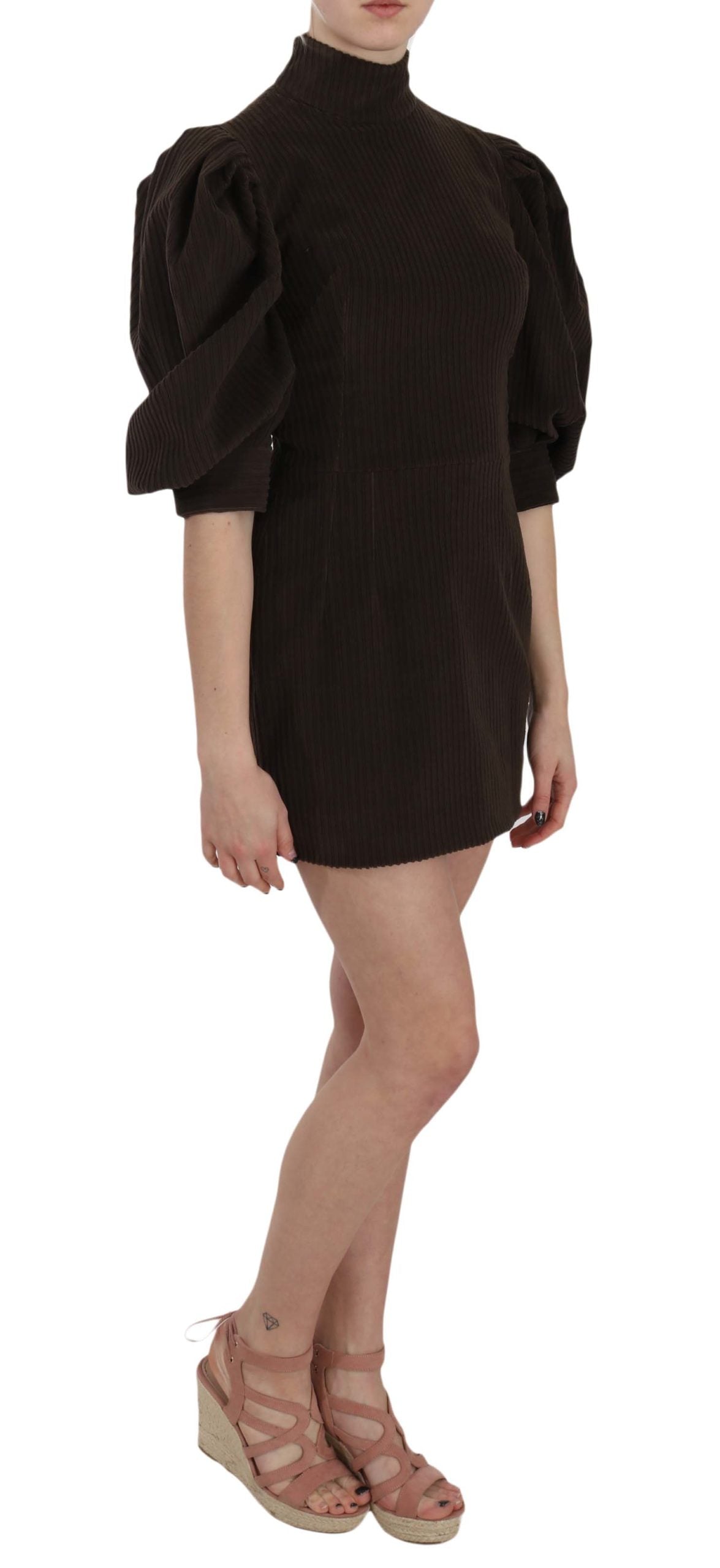 Mini-robe moulante en coton et cordouroy brun de Dolce &amp; Gabbana