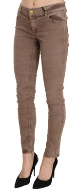 CYCLE Pantalon skinny taille basse, coupe ajustée, brun.