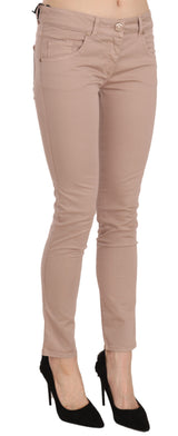 Pantalon skinny en coton brun taille basse et coupe ajustée de CRISTINAEFFE
