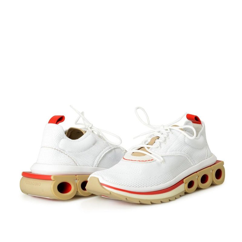 Salvatore Ferragamo White Fabric Athletic Sneakers for Men