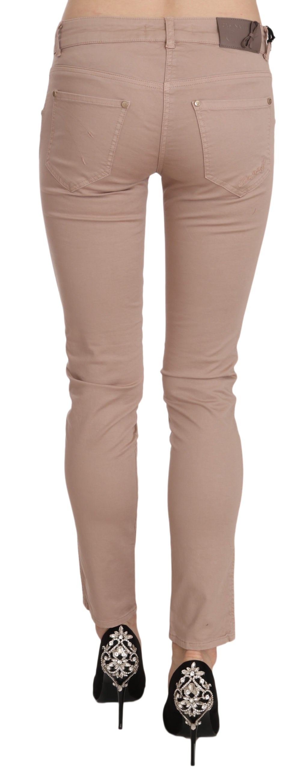 Pantalon skinny en coton brun taille basse et coupe ajustée de CRISTINAEFFE