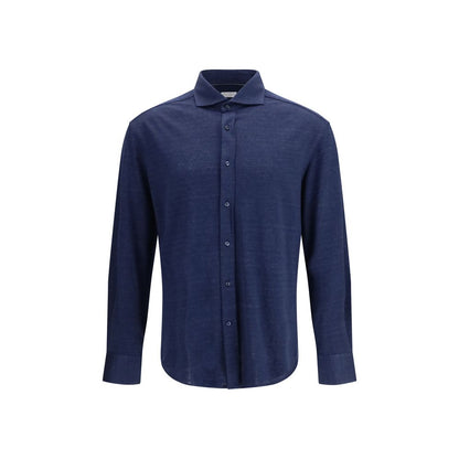 Brunello Cucinelli Blauw Linnen Overhemd