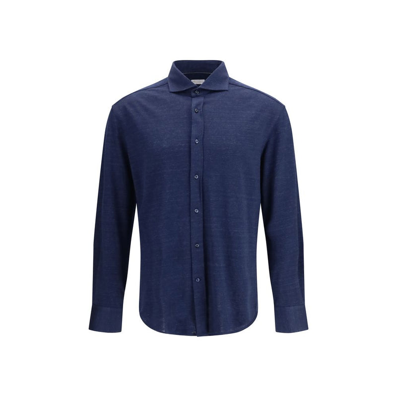 Brunello Cucinelli Blauw Linnen Overhemd