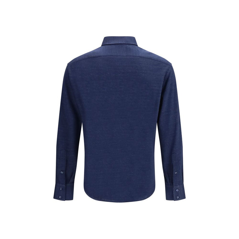 Brunello Cucinelli Blauw Linnen Overhemd