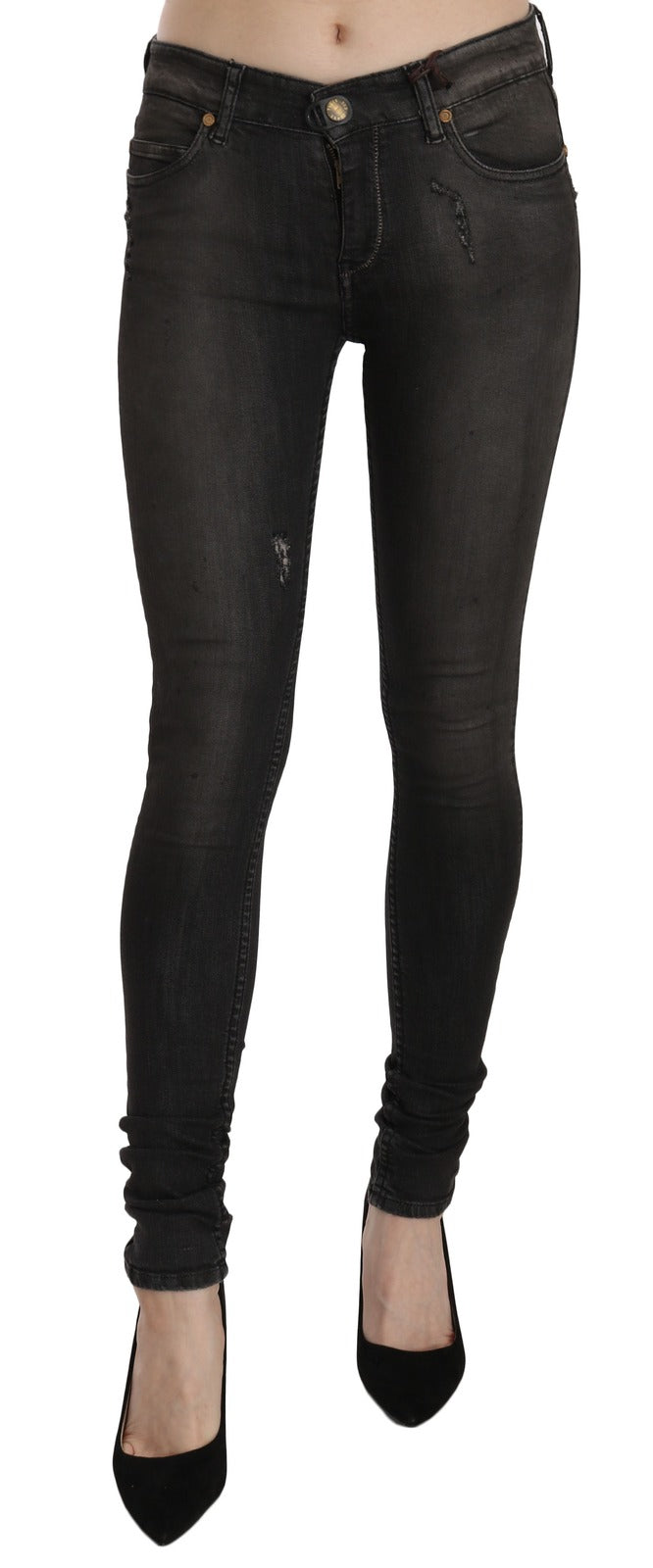 PLEIN SUD Jenius Black Washed Low Waist Skinny Denim Jeans
