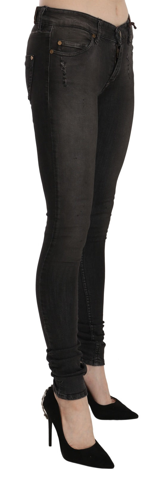 PLEIN SUD Jenius Black Washed Low Waist Skinny Denim Jeans