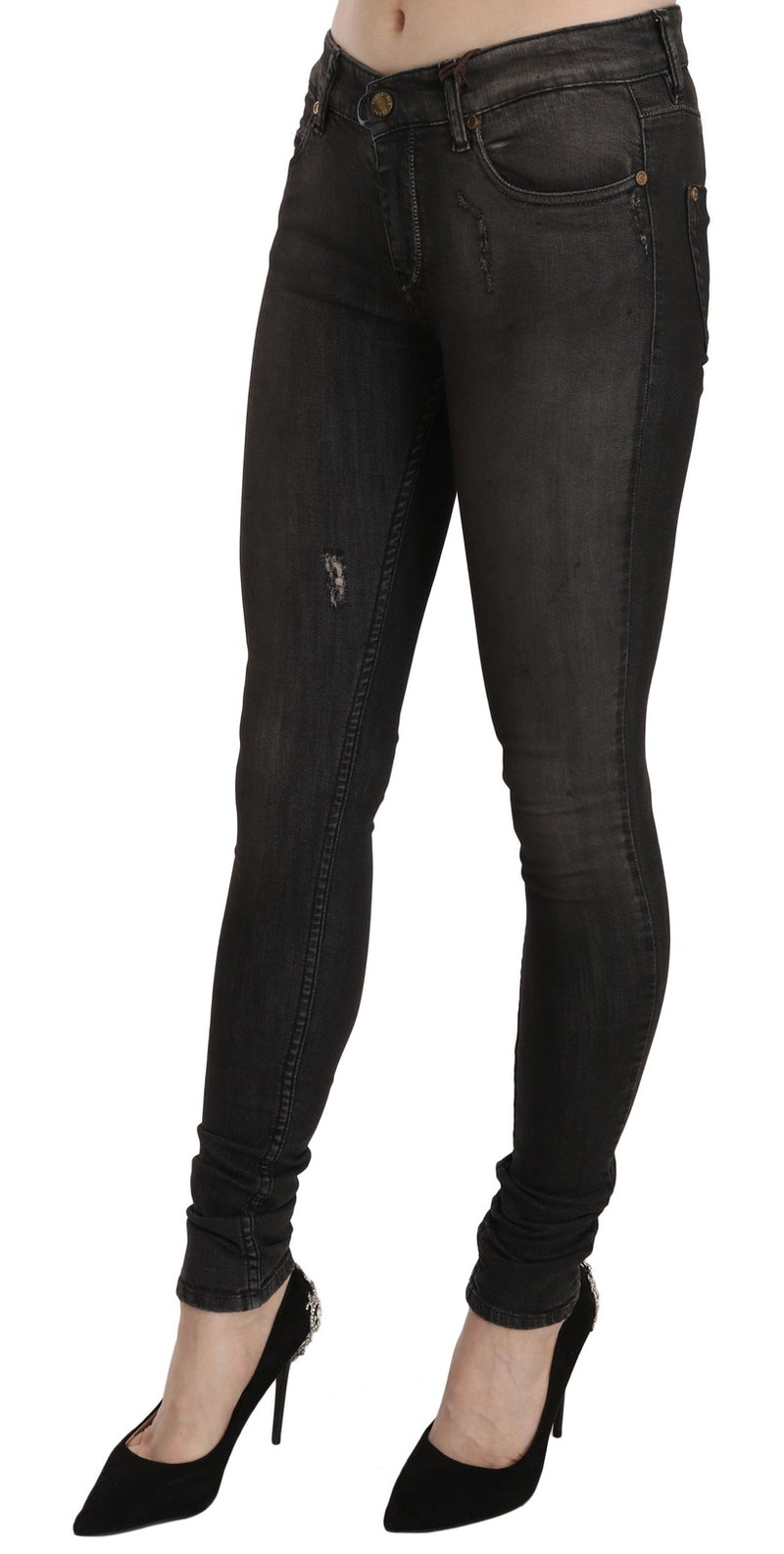 PLEIN SUD Jenius Black Washed Low Waist Skinny Denim Jeans