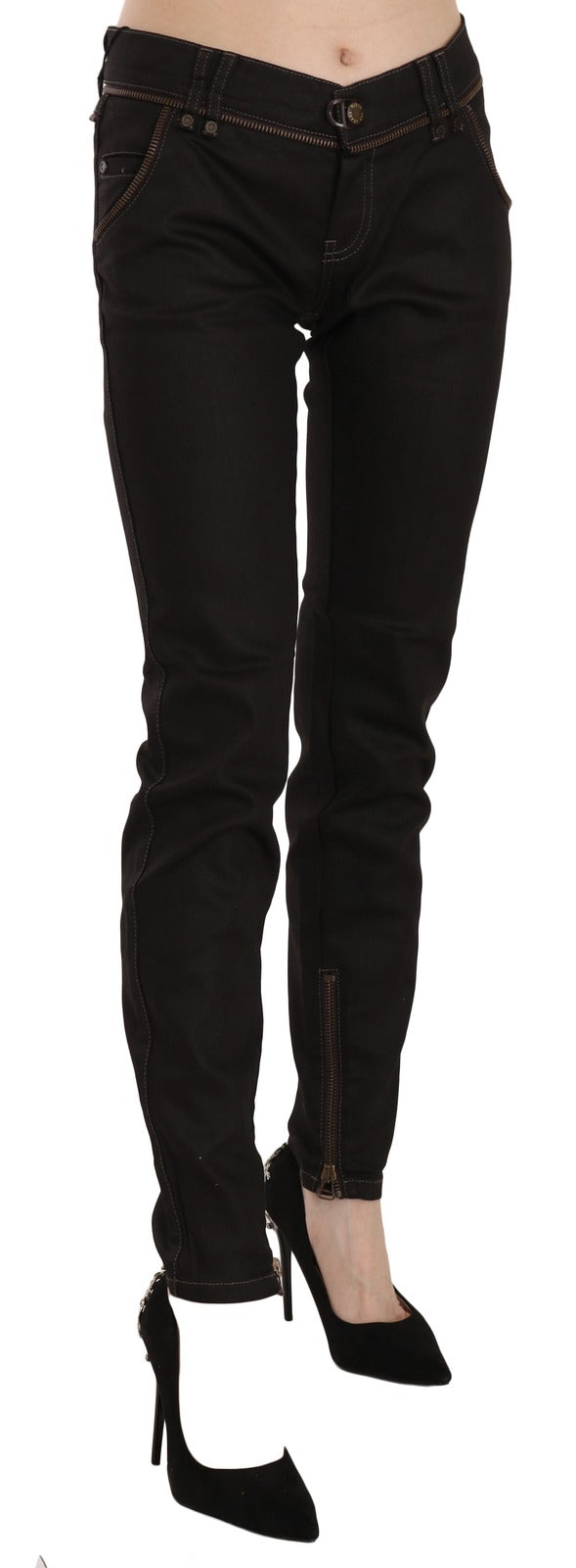 Jean Denim Skinny Noir Mi-Taille John Galliano pour Femme
