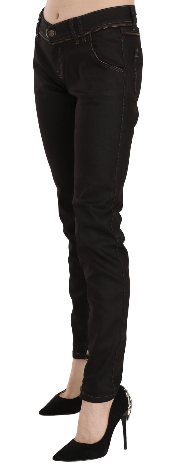 Jean Denim Skinny Noir Mi-Taille John Galliano pour Femme