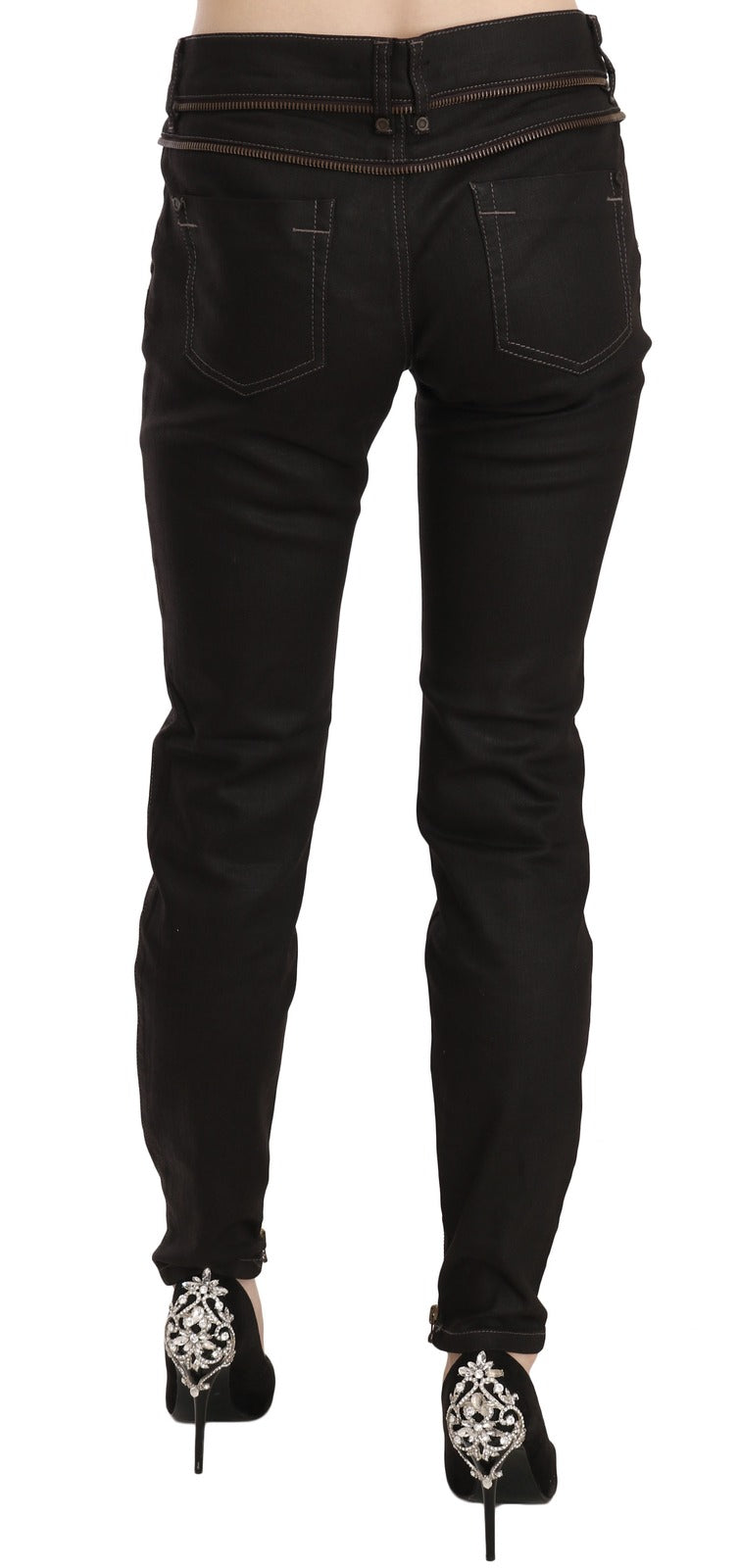 Jean Denim Skinny Noir Mi-Taille John Galliano pour Femme