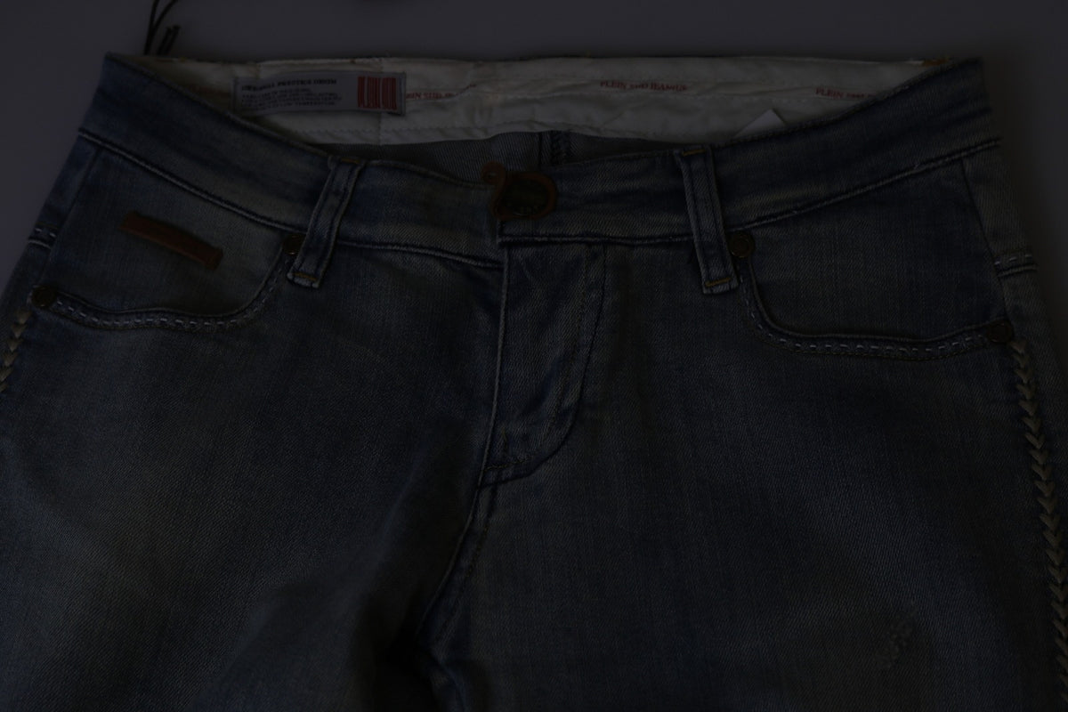 PLEIN SUD JENIUS Light Blue Washed Mid Waist Skinny Jeans