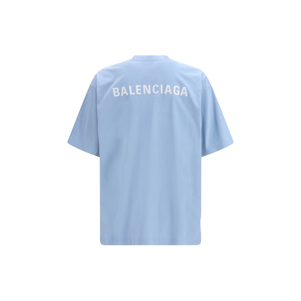 T-shirt Balenciaga en coton bleu clair