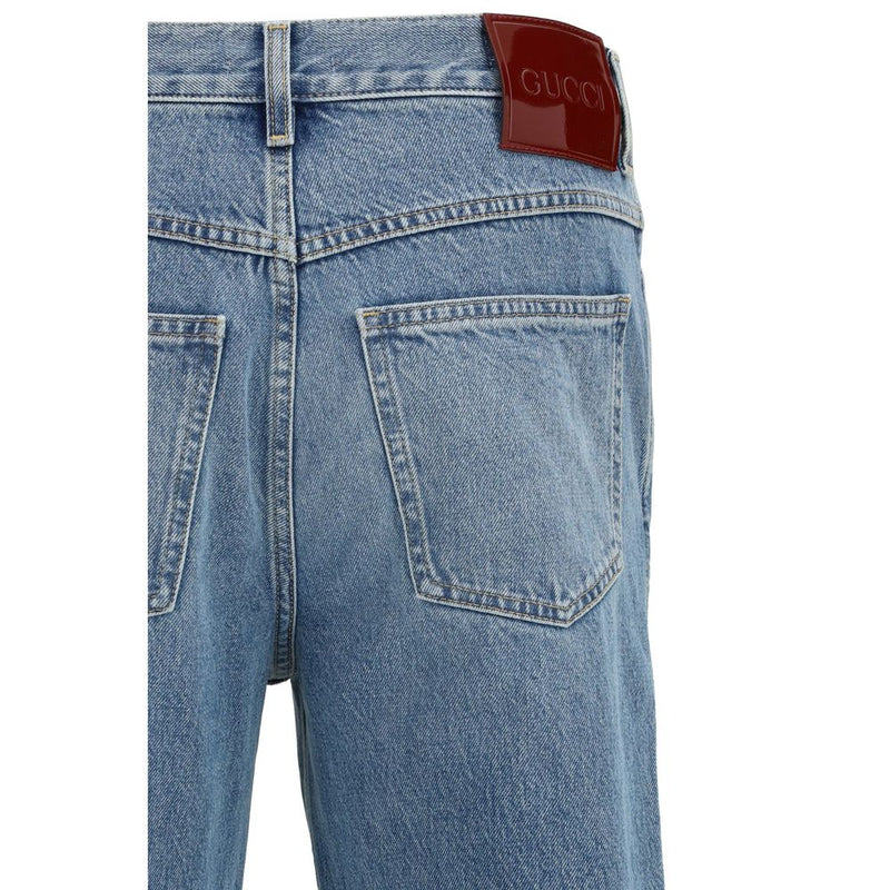 Jean slim en coton bleu clair Gucci