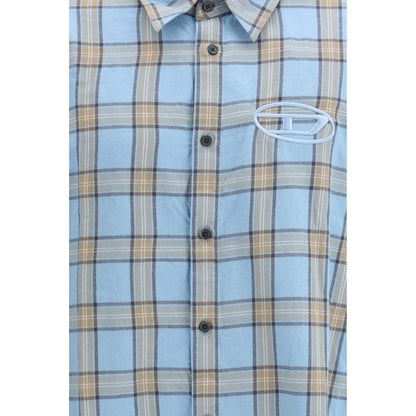 Diesel Light Blue Cotton Pattern Shirt