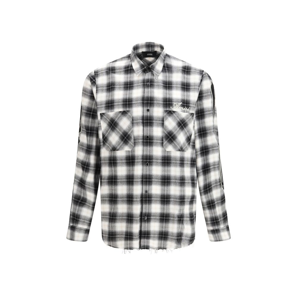 Amiri Black Cotton Oversized Plaid Shirt