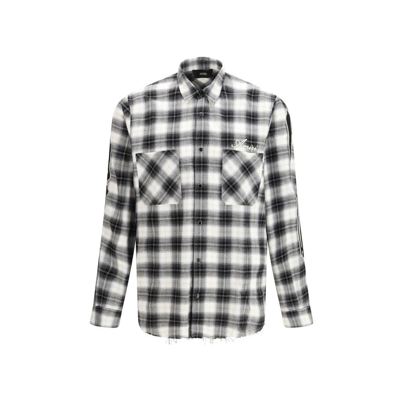 Amiri Black Cotton Oversized Plaid Shirt