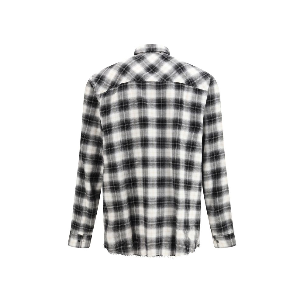 Amiri Black Cotton Oversized Plaid Shirt