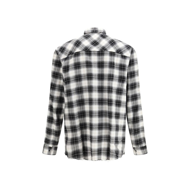 Amiri Black Cotton Oversized Plaid Shirt