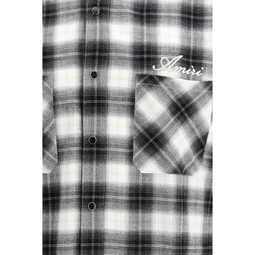 Amiri Black Cotton Oversized Plaid Shirt