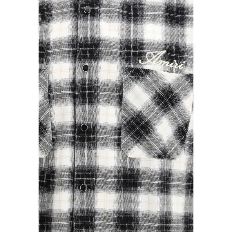 Amiri Black Cotton Oversized Plaid Shirt