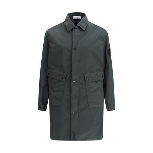 Stone Island 7100007 Gray Polyester Coat - Lightweight & Stylish