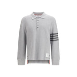 Thom Browne Gray Cotton Polo Shirt - Textured Piqué Design