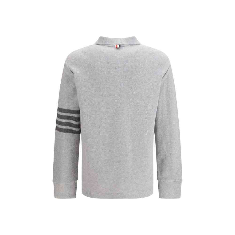 Thom Browne Gray Cotton Polo Shirt - Textured Piqué Design