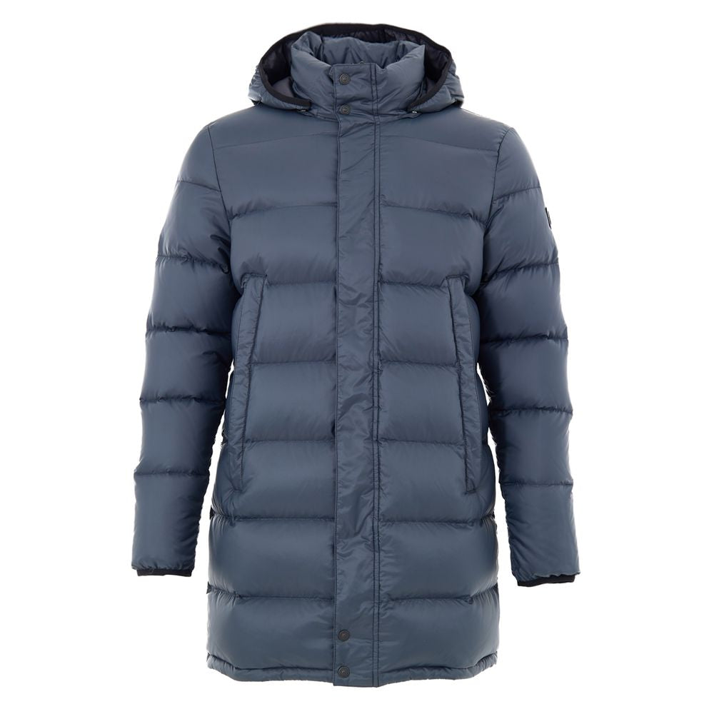 Moose Knuckles Gray Nylon Mid-Length Down Jacket