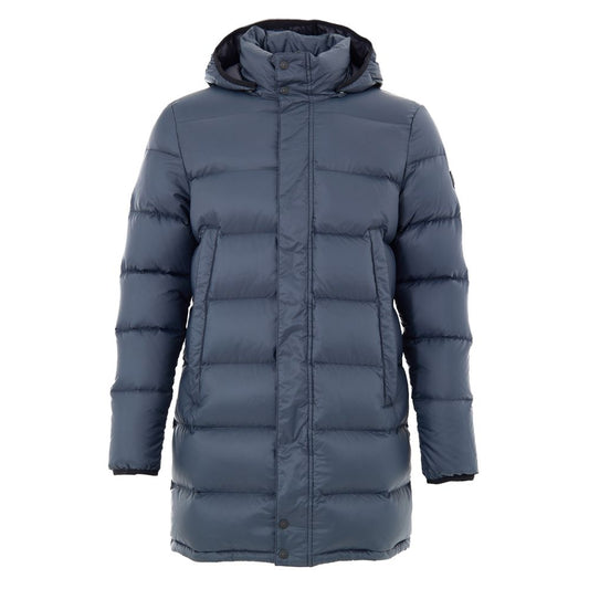Moose Knuckles Gray Nylon Mid-Length Down Jacket