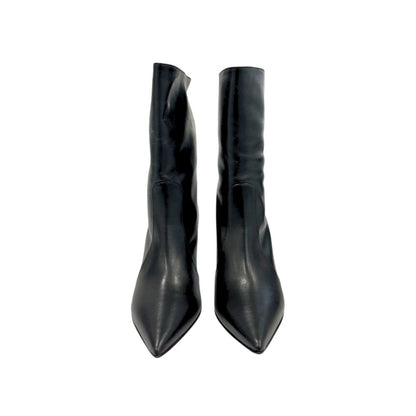 Borbonese Black Leather Women Boot with Stiletto Heel