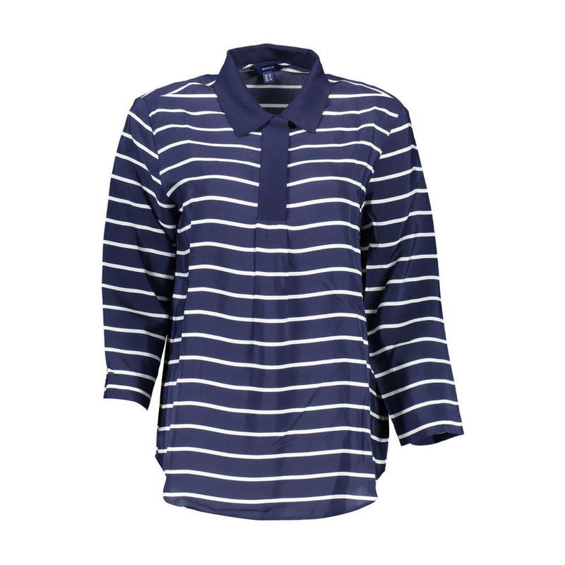 Gant Blue Viscose Women Polo Shirt - Elegant 3/4 Sleeve Design