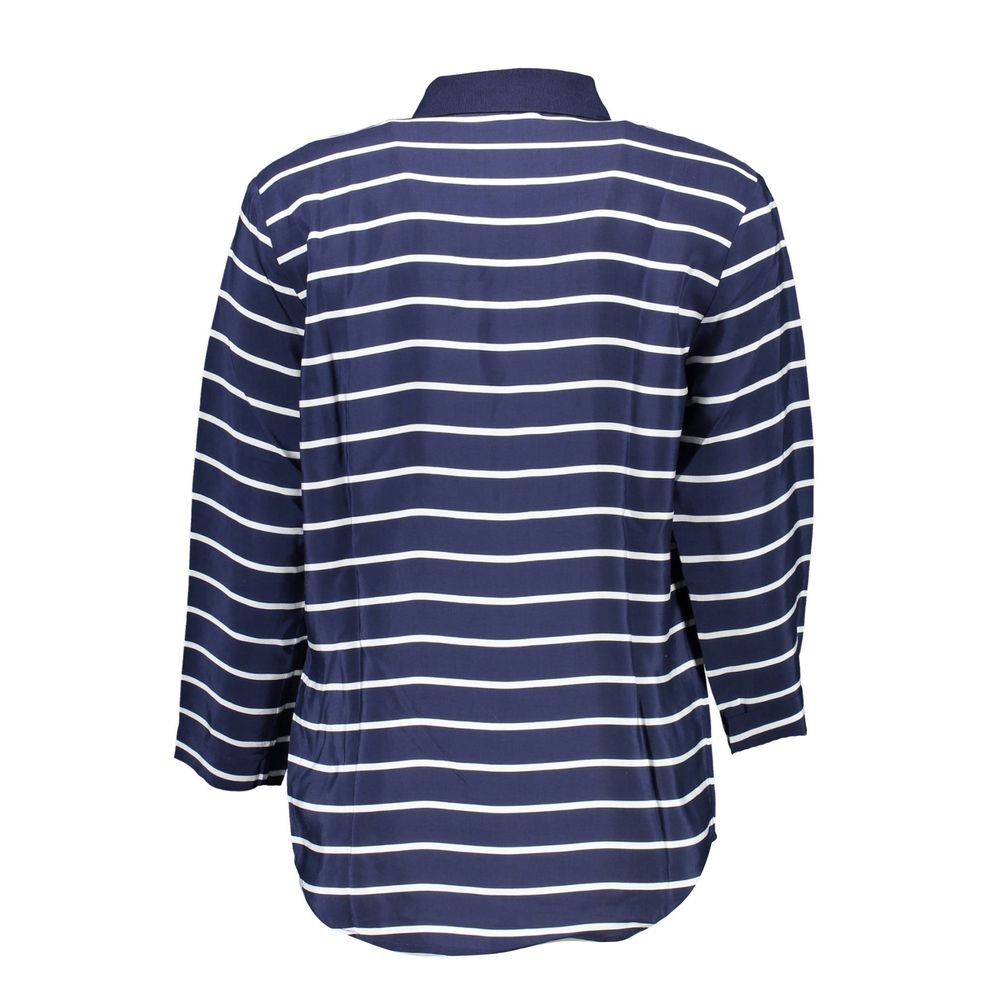 Gant Blue Viscose Women Polo Shirt - Elegant 3/4 Sleeve Design