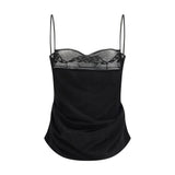 Magda Butrym Black Silk Top with Lace Detailing