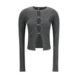 Amiri Black Viscose Cardigan - Slim Fit with Lurex Detail