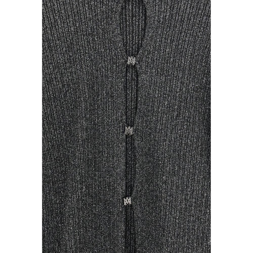 Amiri Black Viscose Cardigan - Slim Fit with Lurex Detail