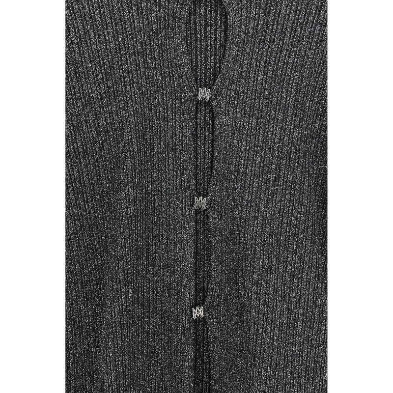 Amiri Black Viscose Cardigan - Slim Fit with Lurex Detail
