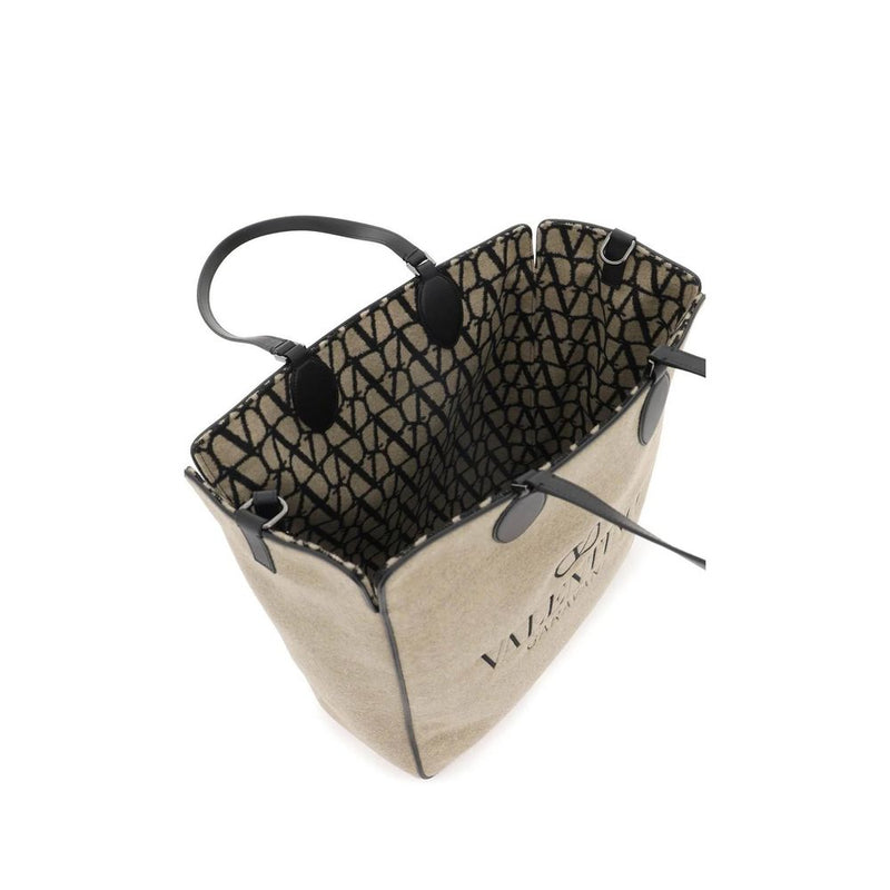 Valentino Garavani Beige Wool Tote Bag for Men