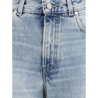 Haikure Light Blue Cotton Relaxed Fit Jeans