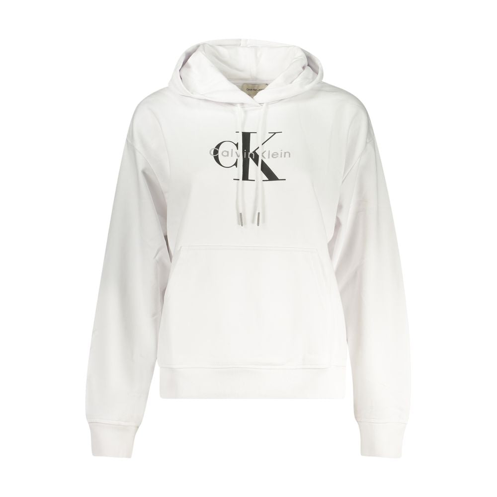 Calvin Klein Women's White Cotton Sweatshirt - Stylish & Comfortable