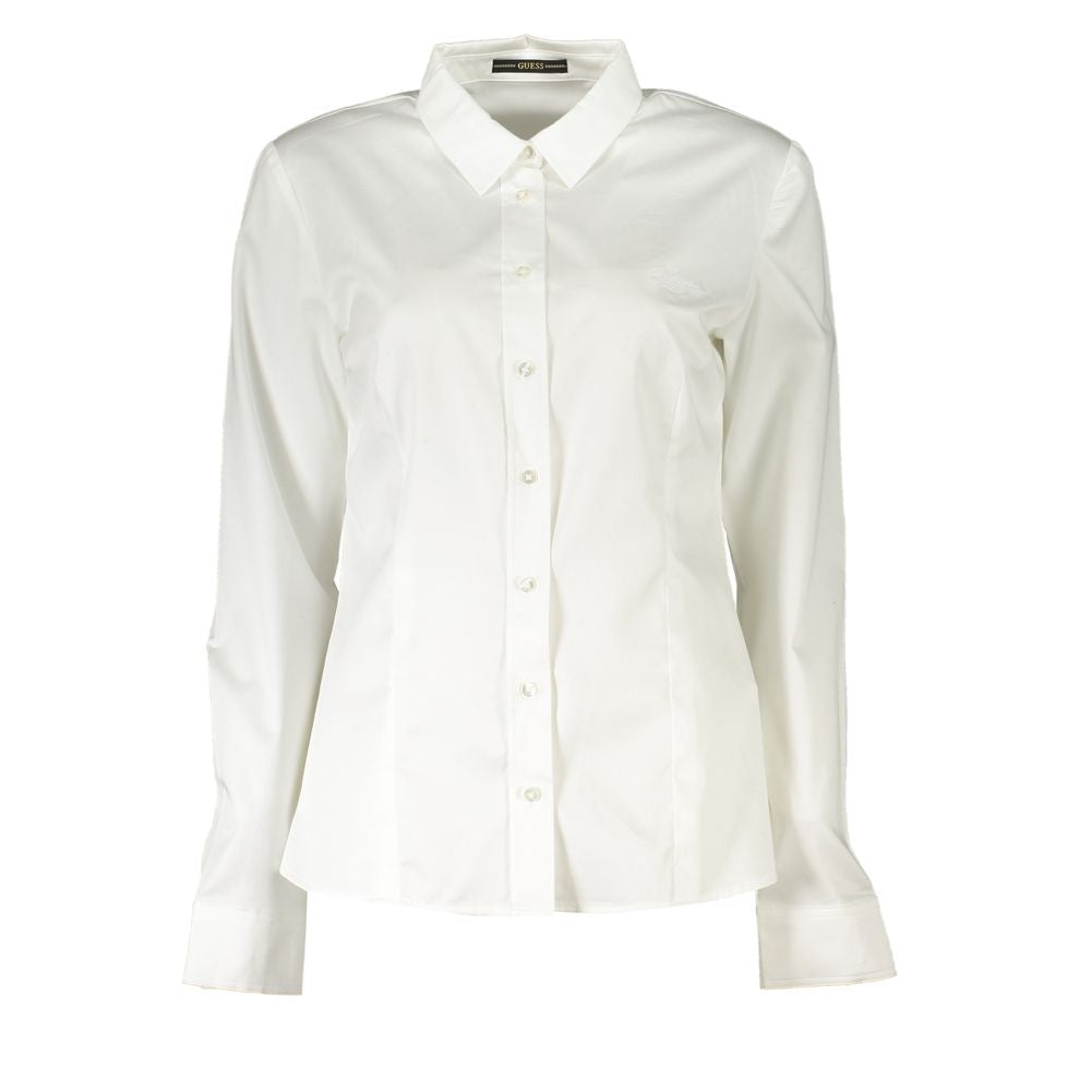 Guess Jeans Bianco Cotton Women Shirt - Elegant Long-Sleeve Design