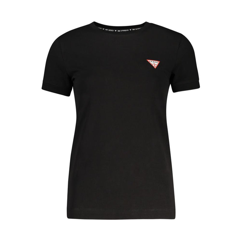 T-shirt Guess Jeans noir en coton biologique pour femme