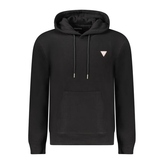 Guess Jeans Black Cotton Men Slim Fit Hooded Sweatshirt