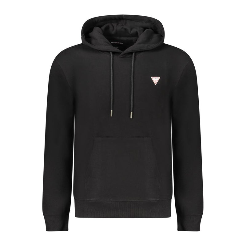 Guess Jeans Black Cotton Men Slim Fit Hooded Sweatshirt